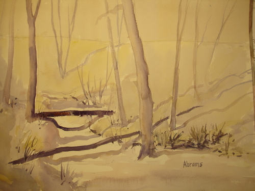 Painting-Watercolor-Winter Run Off at West Wood