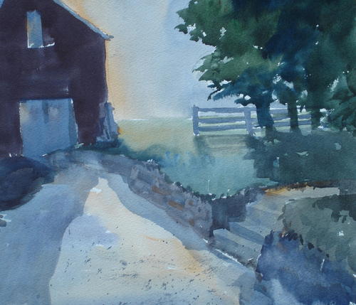 Painting-Watercolor-Beyond the Red Barn