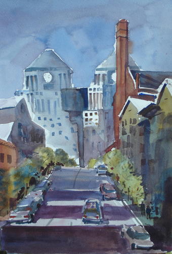 Painting-Watercolor-Procter and Gamble Towers, Cinci, OH