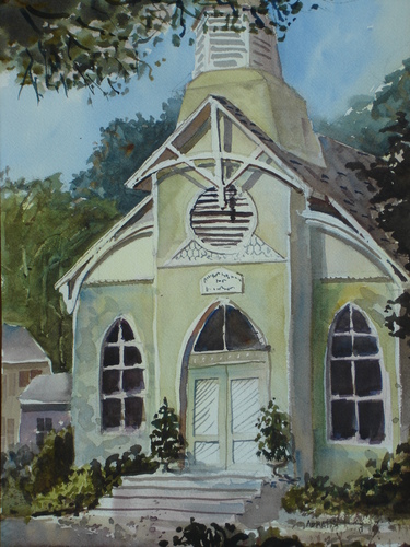 Painting-Watercolor-New Harmony Church House