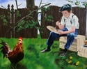 Painting--Oilboy with rooster