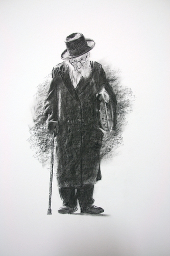 Drawing-walking to shul