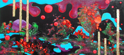 Painting-Acrylic-Orange Kisses by the River
