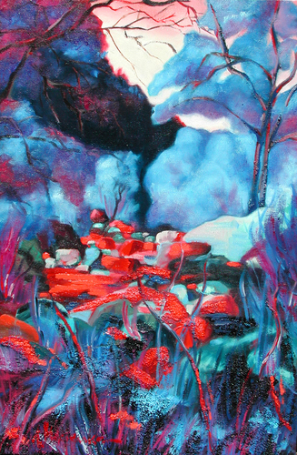 Painting-Oil-Red Rocks in Blue
