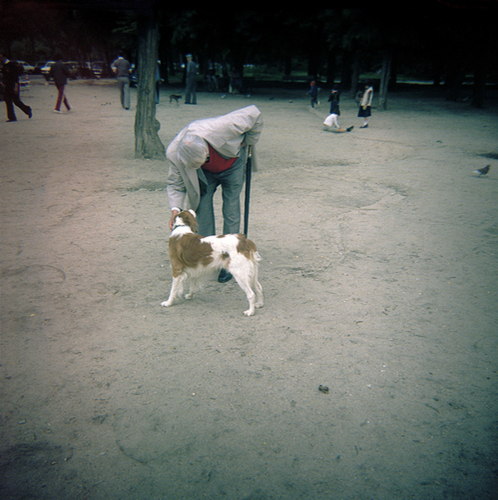 Photography-Color-Man and Dog, Paris  1980