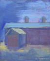 Midwest barn with yellow shed roof