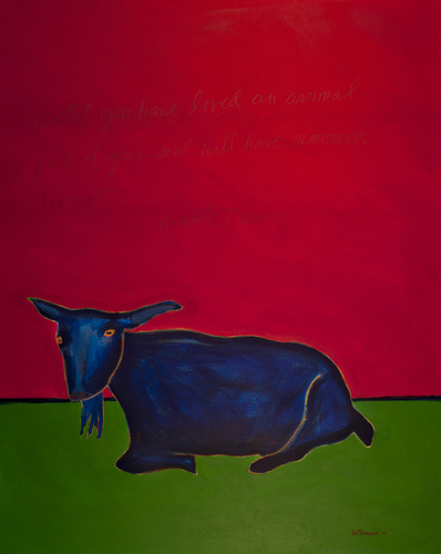 Blue Goat on Red