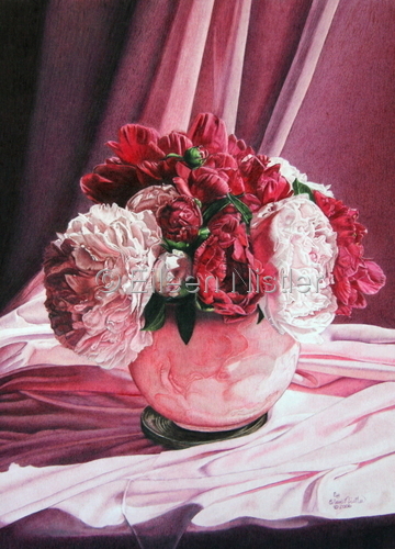 Drawing-Still Life-Peonies Inspired by Martha