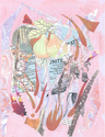 figs, collage, Elaine Larson - Non-representational Mixed Media