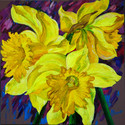 YELLOW DAFFODILS oil on canvas