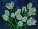 WHITE TULIPS oil on board