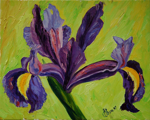 Painting-Oil-Iris on Green