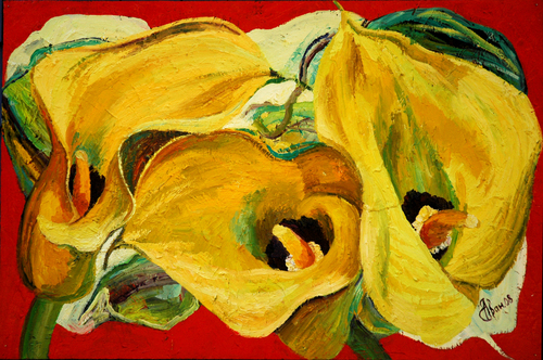 Painting-Oil-Red, oil on board