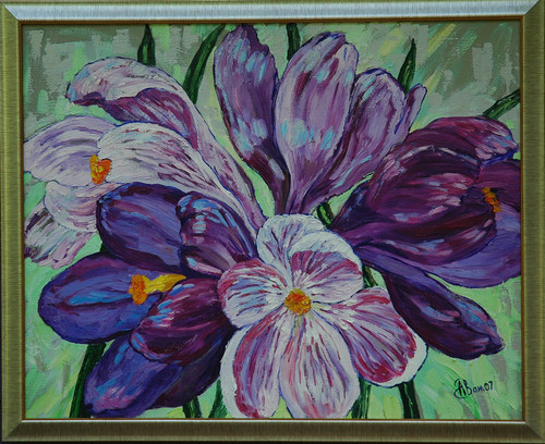 Painting-Oil-PURPLE FLOWERS oil on canvas