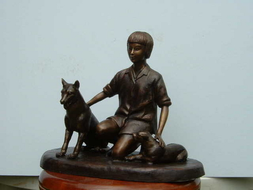 Sculpture-Bronze-Dorothy and Her Dogs
