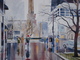 Painting--Watercolor-CityscapeRainy Michigan Avenue
