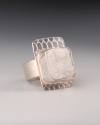 Ring, Bezel Set Ring, Agate Ring, Metalwork, Silversmith work, Hand made ring, handmade, Sterling Silver, sterling silver ring, Agate Druzy, Agate Druzy ring, Agate, Embossed Sterling Silver Ring, size 7 ring - Rings Jewelry