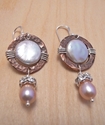 Jewelry-Copper and Coin Pearl with Hanging Pearl and Sparkling Rondelle