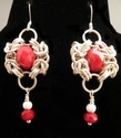 Jewelry--Wire-EarringsBlood Red Quartz Romanov Chain Mail Earrings