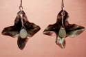 Jewelry--Noble Metals-EarringsFold Formed Flower and Aquamarine Earrings