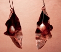 Jewelry--Noble Metals-EarringsCopper Fold Formed Earrings...Leaves with Drop Pearls