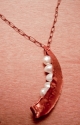 Jewelry--Noble Metals-Lockets & PendantsCopper Fold Formed Pea Pod Pendant...White Pearls
