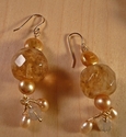 Jewelry-Gold Rutile Quartz Earrings