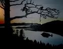 landscape, oil landscape, oil, modern landscape, water, river, reflection, red, brown, black bold, contrast,sunset,valley,elizabeth,veloz,asian,water,lake,river,reflection,tree,black,sunset,sun acrylic, nature, tree, oil painting - Landscape Painting
