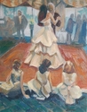 Painting--Oil-FigurativeThree Flowergirls