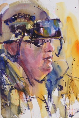 Painting-Portrait-Skitch of a fireman