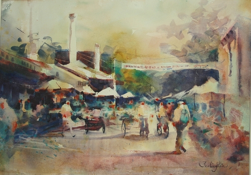 Painting-Cityscape-Street  Market