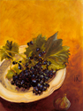 Blue grapes and a fig