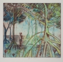 poetic imagery, spiritual themes, birds, wildlife, illustration, hand-colored print, inspired by travel, narrative content, dreamlike, whimsical, mysterious, symbolic, spiritual, line drawing, editioned prints, intaglio, etching, soft ground - Wildlife Print Making