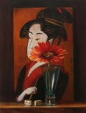 Julie Ann Smith, still life painting, Mah Jongg, oriental, Japan, flower, painting,  - Still Life Painting