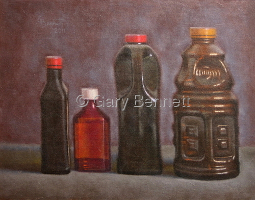 Painting-Still Life-Motor Oil, Hydrocodone, Artificial Vanilla Flavor & Prune Juice