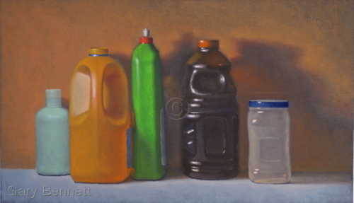 Painting-Green Plastic bottle