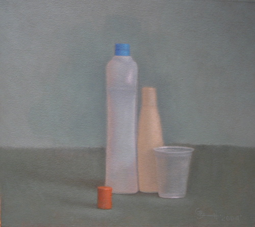 Painting-Still Life-Orange Cap & Plastic Cup