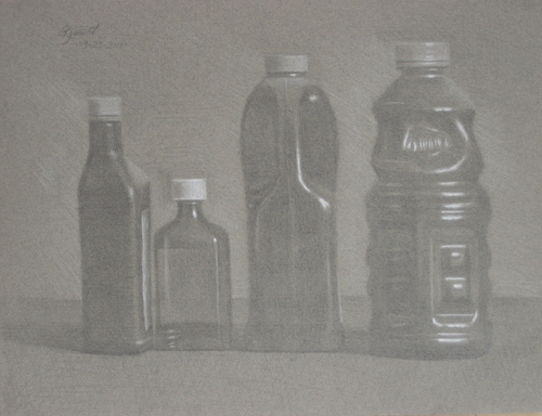 Drawing-Still Life-Motor Oil, Hydrocodone, Artificial Vanilla Flavor & Prune Juice