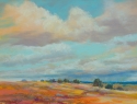 Gayle Lewis, Landscape painting, New Mexico clouds, rain shower - Landscape Painting
