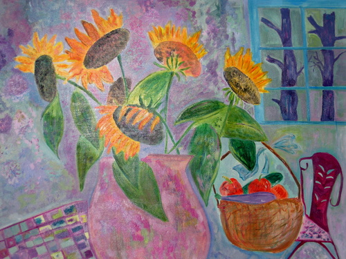 Painting-Still Life-Sunflowers in Arles