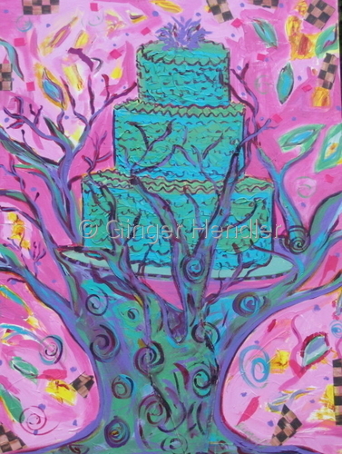 Painting-Allegorical-Green Cake In a Green Tree