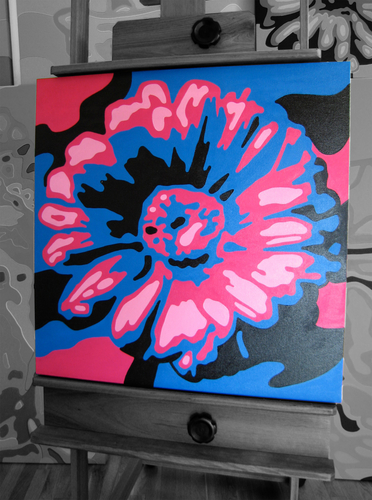 Painting-Daisy (Red and Blue)