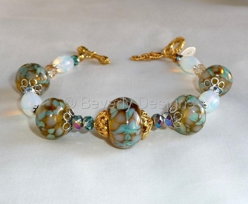 Jewelry-Misc Materials-Seahorse Lampwork Silver and Gold Bracelet