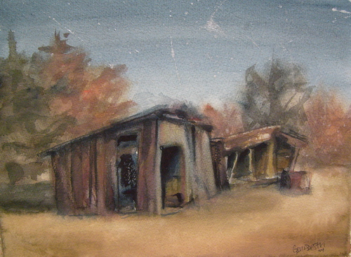 Painting-Watercolor-The Night Sheds