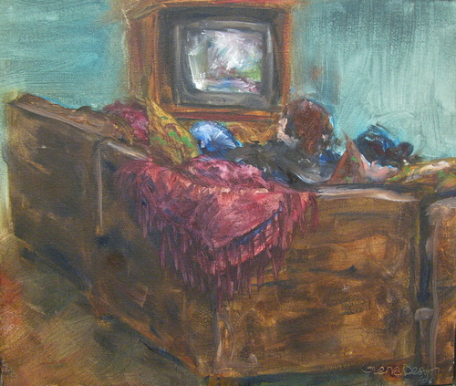 Painting-Oil-Jen and Pascha on the Couch