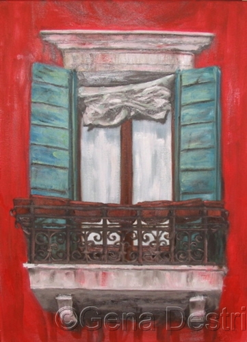 Painting-Oil-Italian Window - Venice