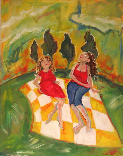 Painting-Oil-Distracted Women: Picnic