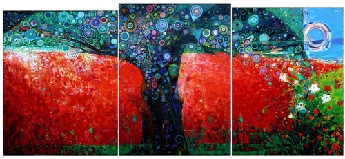 Painting-Abstract-Red Field Tree
