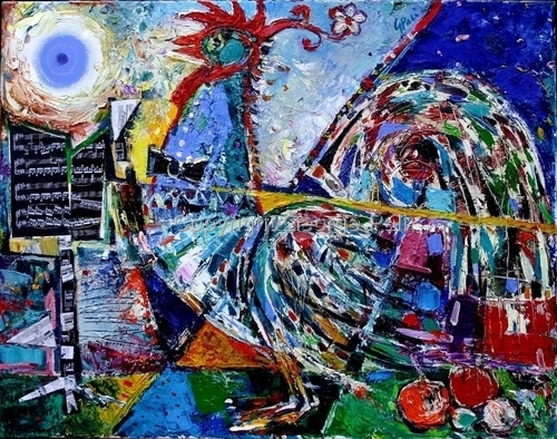 Painting-Fantasy-Rooster Musician 9
