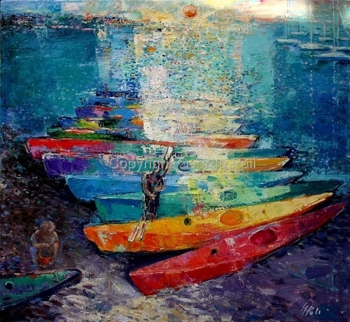 Painting-Canoes at the Beach 5